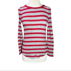 **5/$20** Old Navy Red Gray Striped Ribbed Long Sleeve Top S